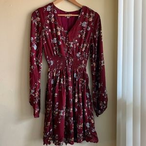 Burgundy midi floral dress size S